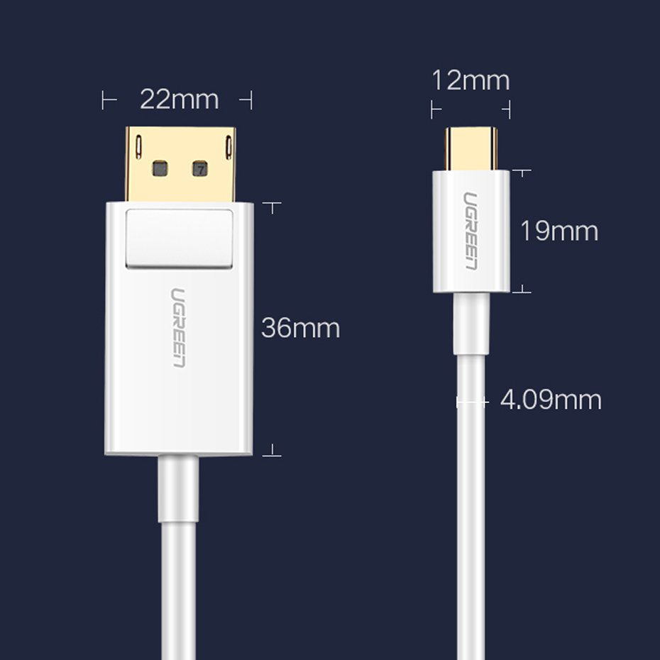 Ugreen Unidirekciós USB Type-C - Display Port 4K 1.5m Fekete (MM139) Adapter Kábel-7