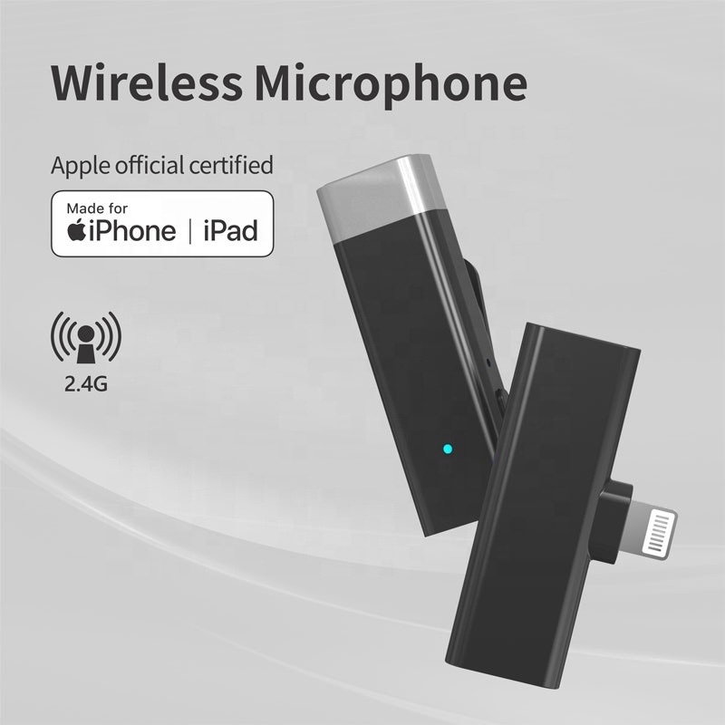 MFi 2.4GHz vezeték nélküli mikrofon szett adó-vevő lightning csatlakozással (iPhone/iPad)-5