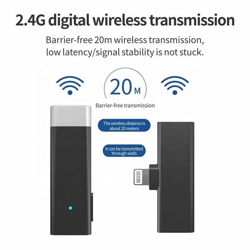 MFi 2.4GHz vezeték nélküli mikrofon szett adó-vevő lightning csatlakozással piros (iPhone/iPad)-2
