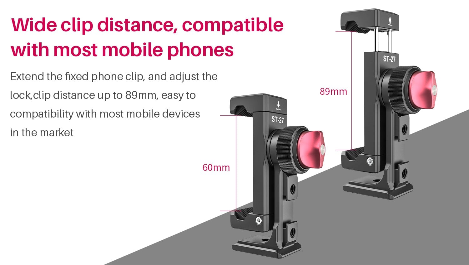 ULANZI ST-27 Iron Man IV 360 fokban állítható alumínium mobiltelefon rögzítő, telefontartó adapter 1/4 csatlakozással, vakupapucs foglalattal (2476)-11