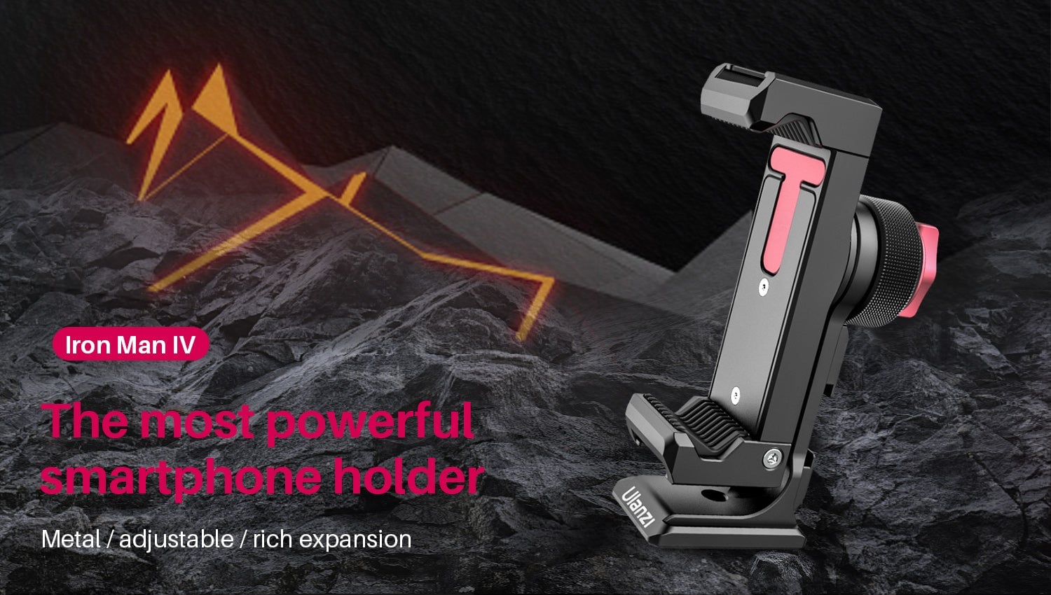 ULANZI ST-27 Iron Man IV 360 fokban állítható alumínium mobiltelefon rögzítő, telefontartó adapter 1/4 csatlakozással, vakupapucs foglalattal (2476)-4