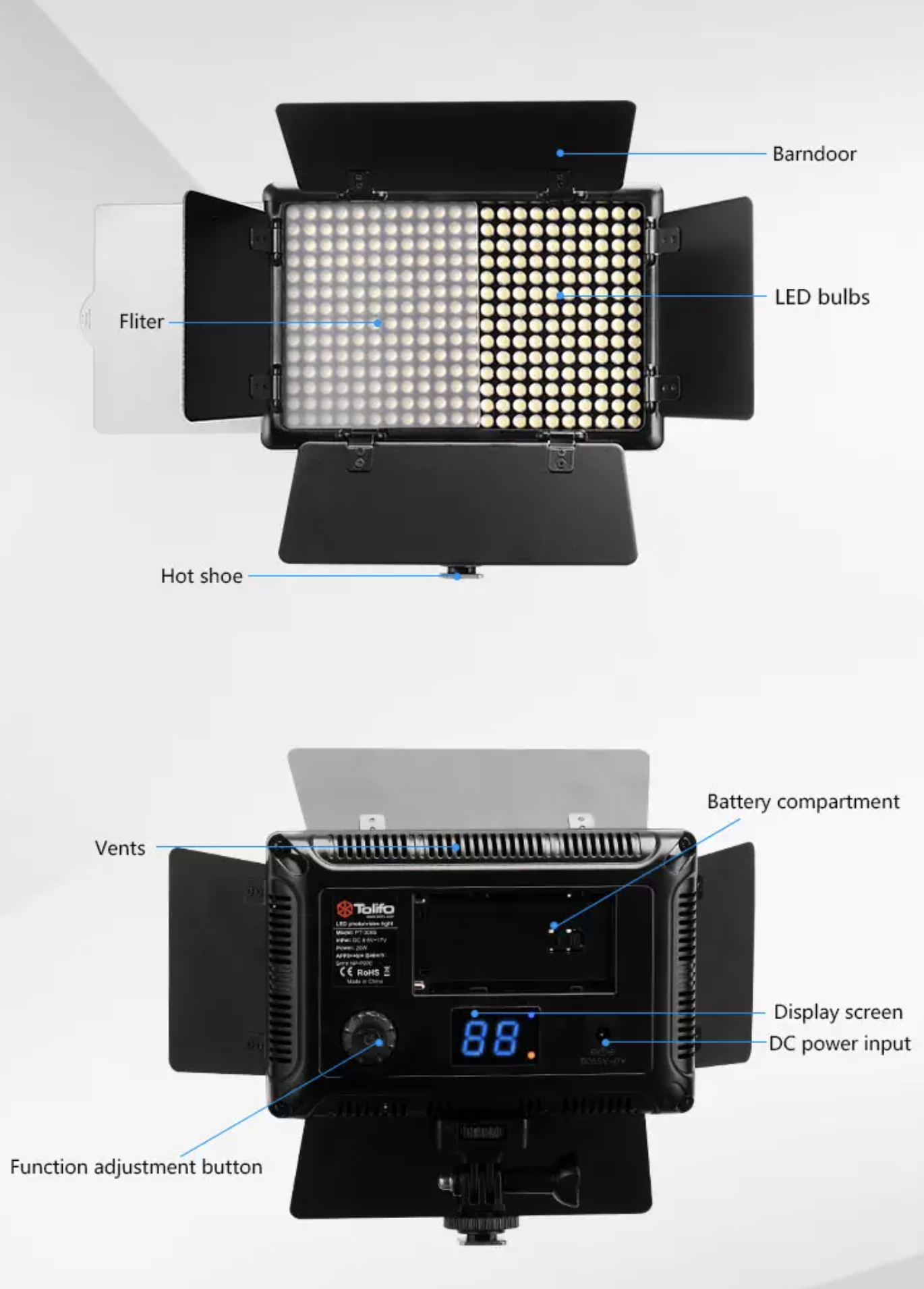 Tolifo PT-308 II videólámpa 20W-2
