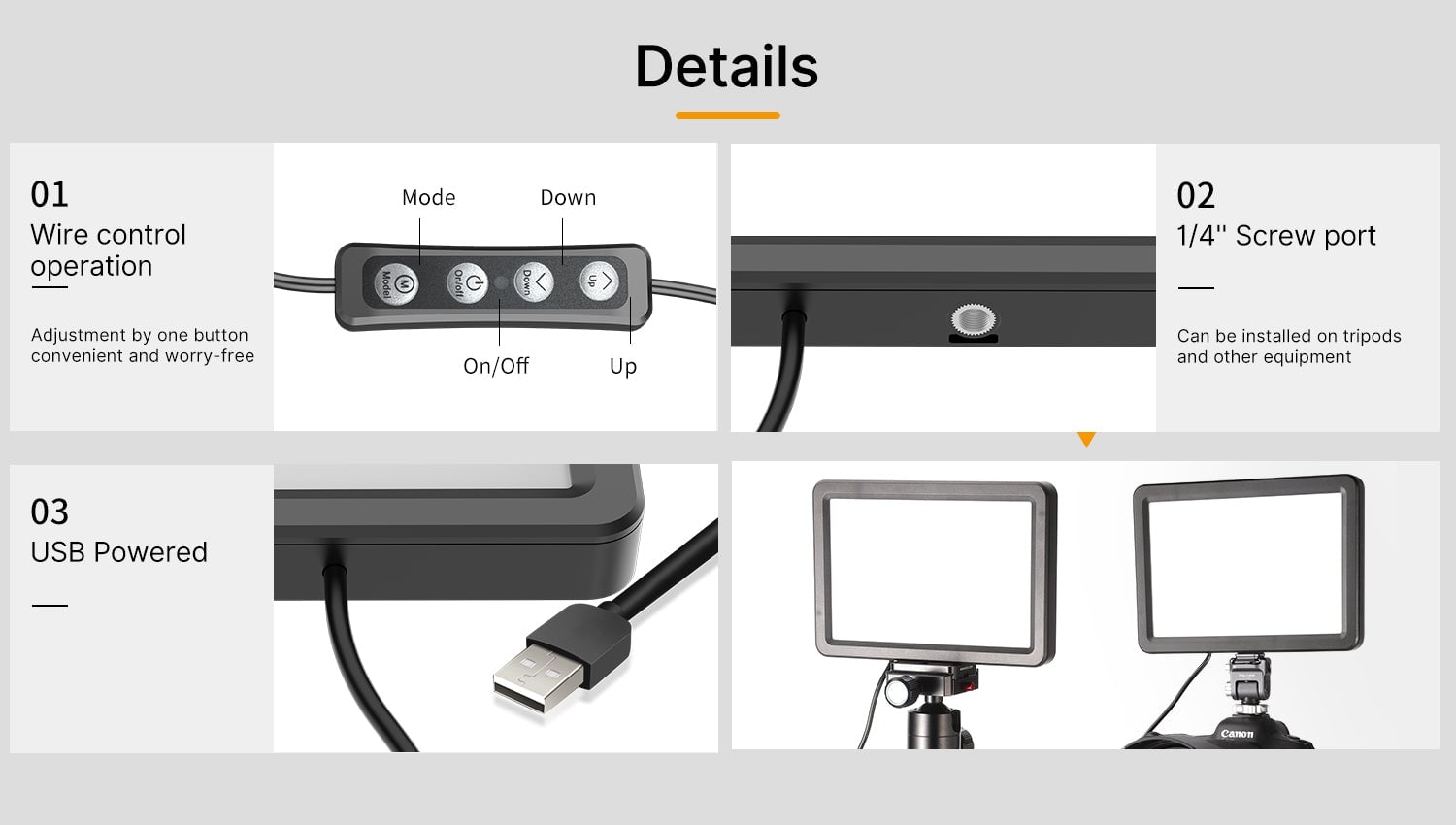 ULANZI VIJIM VL108C USB-s LED lámpa, videólámpa 3200-6500K (2474)-9