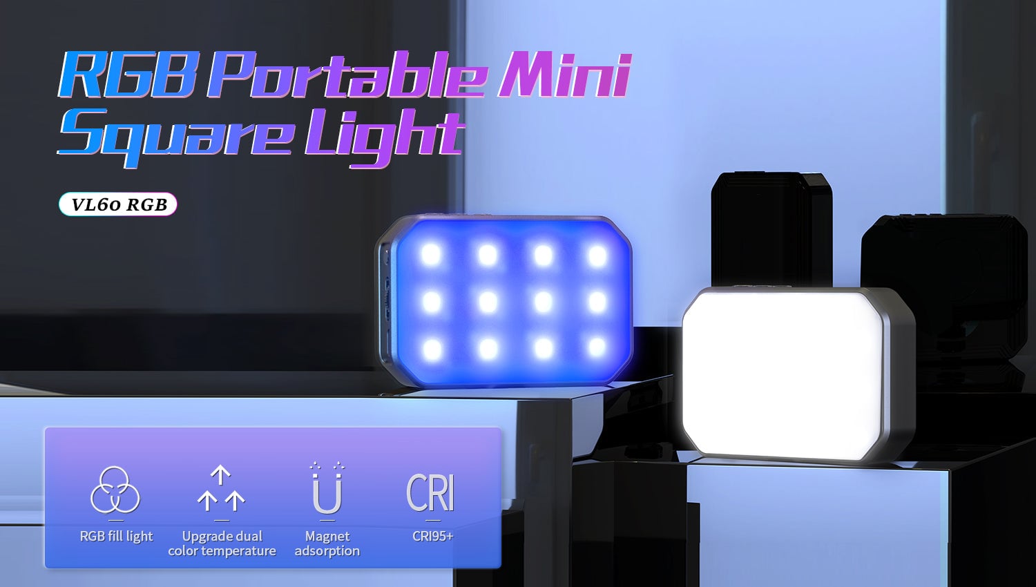 ULANZI VL60 RGB LED lámpa, videólámpa 2500-9000K (2296)-8