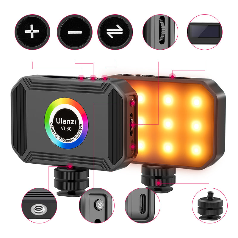 ULANZI VL60 RGB LED lámpa, videólámpa 2500-9000K (2296)-5