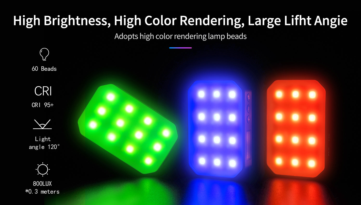 ULANZI VL60 RGB LED lámpa, videólámpa 2500-9000K (2296)-4