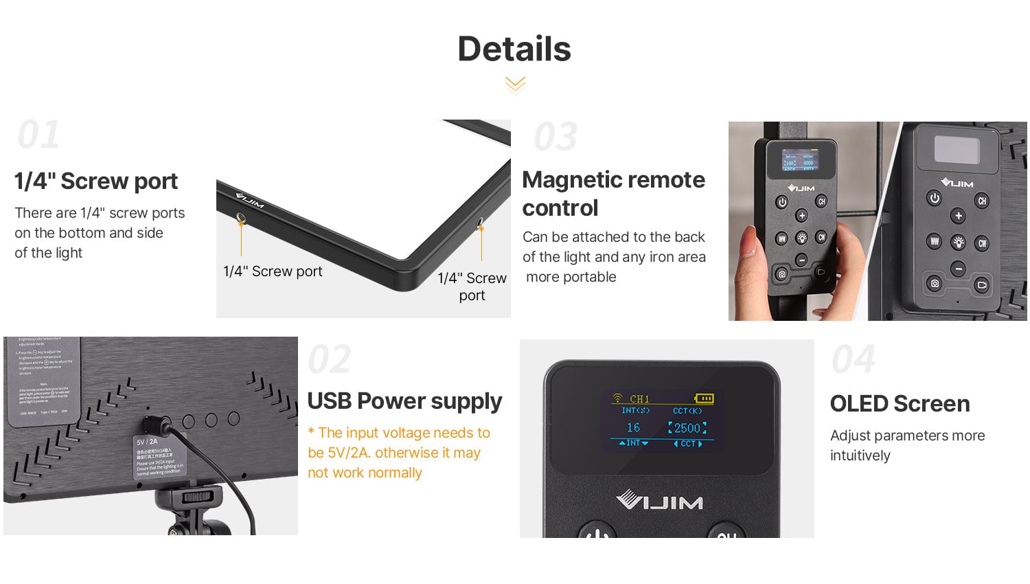 ULANZI VIJIM VL192 LED lámpa, videólámpa távirányítóval 2500-9000K (2584)-4