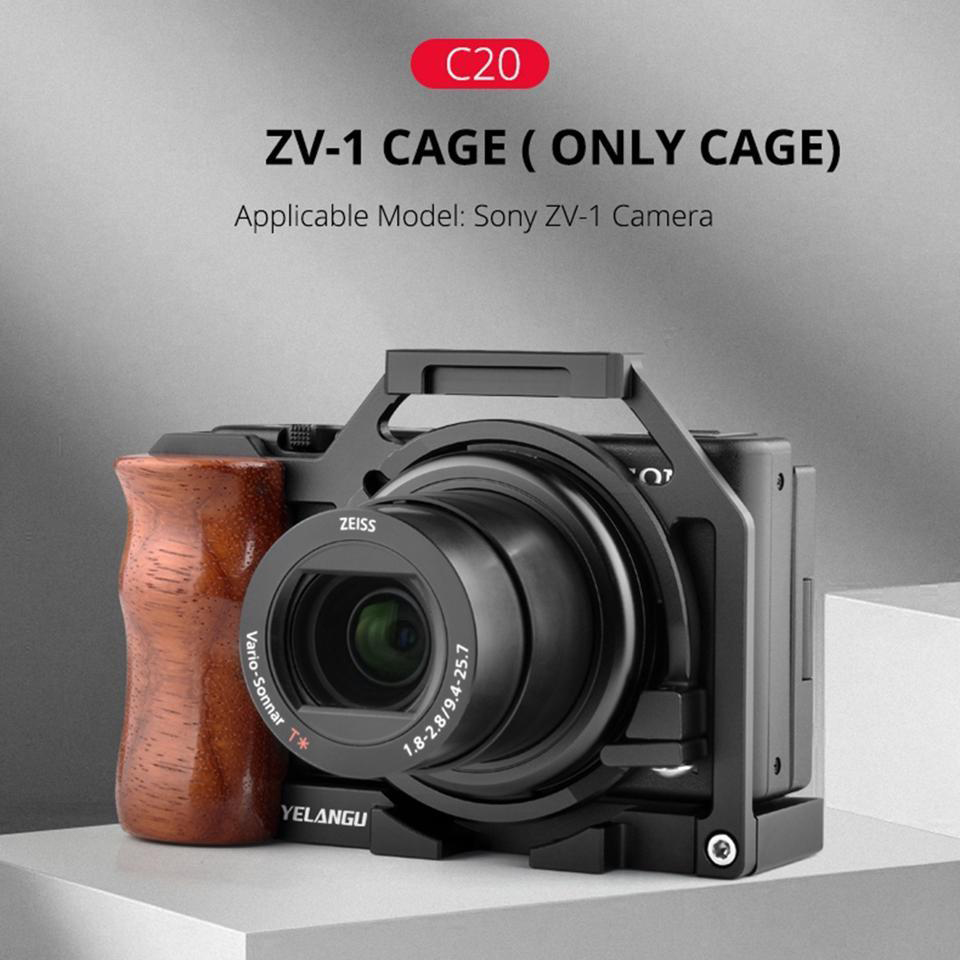 YELANGU C20 Camera Cage Sony ZV-1 kamerához fa markolattal (DCA1228)-6