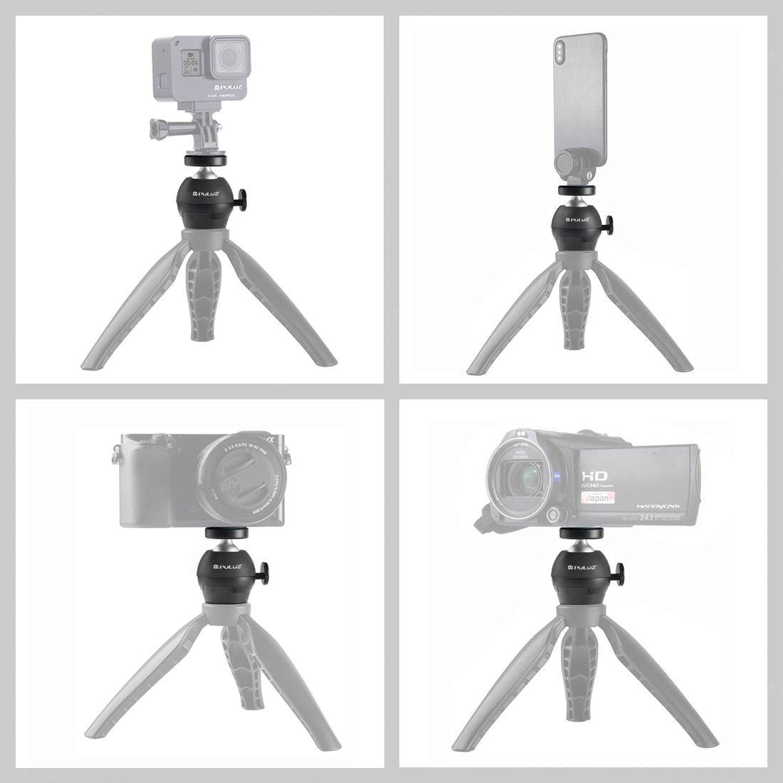 PULUZ mini gömbfej 1/4-es csatlakozással, fekete (PU3056B)-1