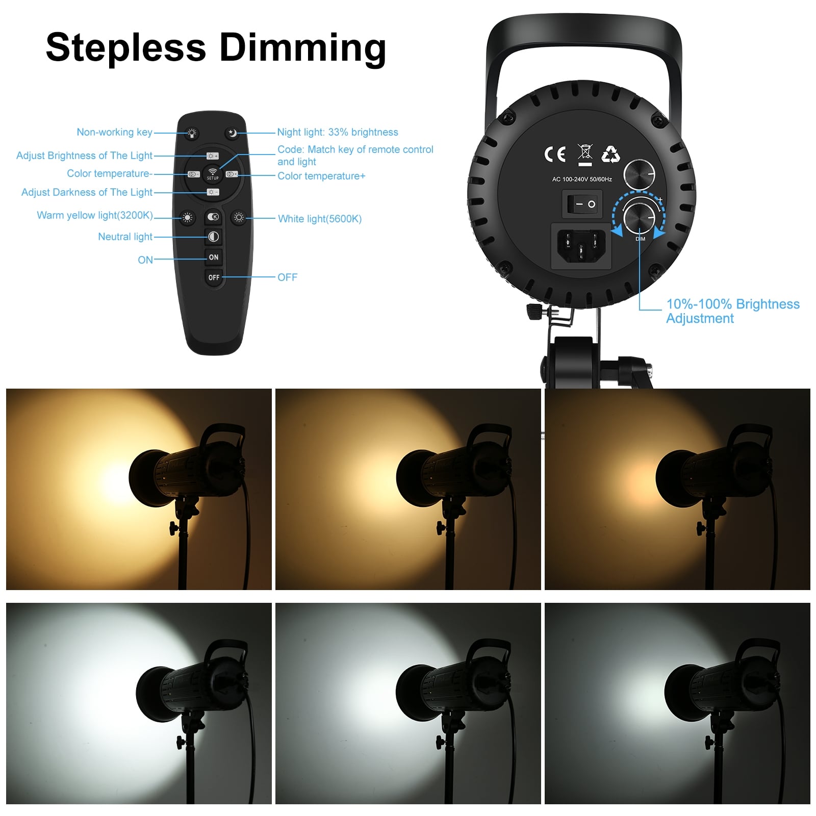 PULUZ 150W LED stúdió világítás, videólámpa távirányítóval 3200-5600K (PU3061EU)-4