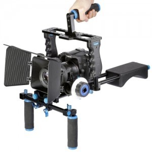 YELANGU YLG1103A-A kamera válltámasz, DSLR shoulder rig dupla markolattal, felső fogantyúval + Follow Focus + Matte Box (S-DCA-2344)