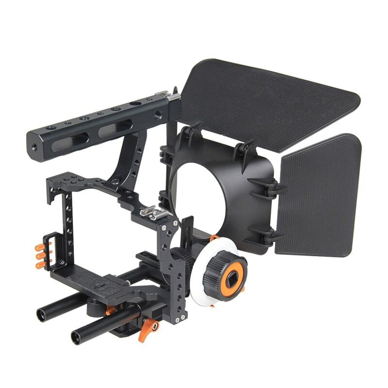 YELANGU YLG1105A Camera Rig, Cage felső fogantyúval, follow focus, matte box fekete-narancssárga Sony A6000/A7 széria, Lumix GH4 kamerákhoz (DCA0538E)-0