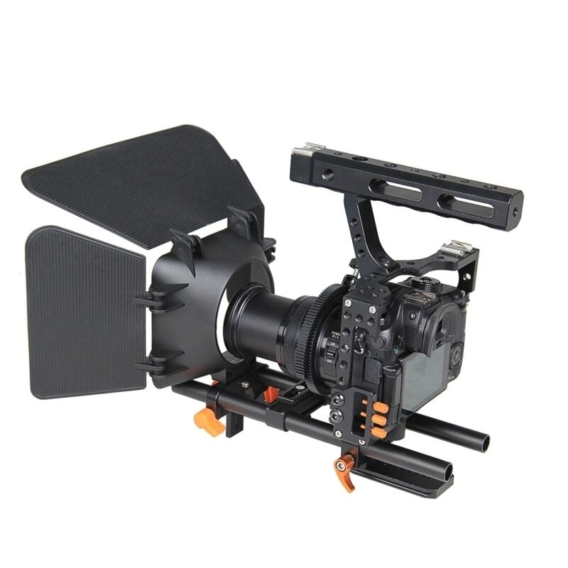 YELANGU YLG1105A Camera Rig, Cage felső fogantyúval, follow focus, matte box fekete-narancssárga Sony A6000/A7 széria, Lumix GH4 kamerákhoz (DCA0538E)-8