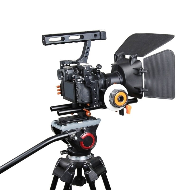 YELANGU YLG1105A Camera Rig, Cage felső fogantyúval, follow focus, matte box fekete-narancssárga Sony A6000/A7 széria, Lumix GH4 kamerákhoz (DCA0538E)-7