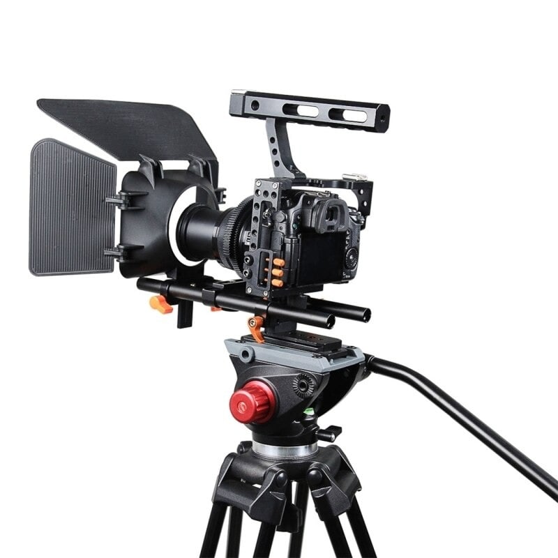 YELANGU YLG1105A Camera Rig, Cage felső fogantyúval, follow focus, matte box fekete-narancssárga Sony A6000/A7 széria, Lumix GH4 kamerákhoz (DCA0538E)-6
