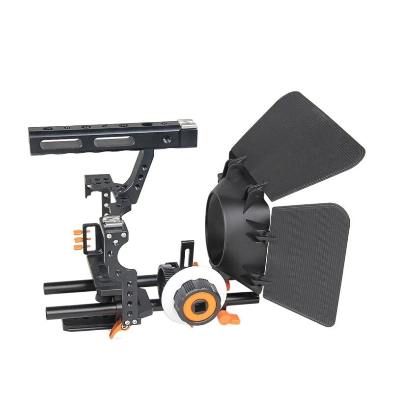 YELANGU YLG1105A Camera Rig, Cage felső fogantyúval, follow focus, matte box fekete-narancssárga Sony A6000/A7 széria, Lumix GH4 kamerákhoz (DCA0538E)-3