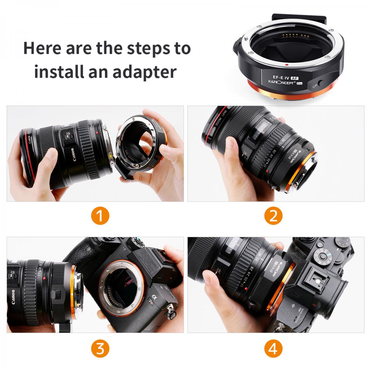 KF Concept Canon EF/EF-S bajonett adapter - Sony E vázakra Autofocus támogatással (KF06.466)-1