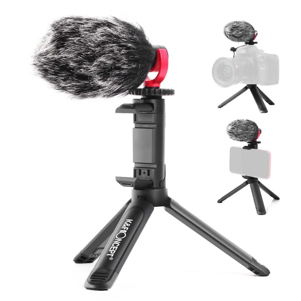 KF Concept CMM600 vlog videomikrofon szett mobiltelefonhoz és kamerához 3.5mm-es TRS/TRRS jack csatlakozóval (KF10.014)-0
