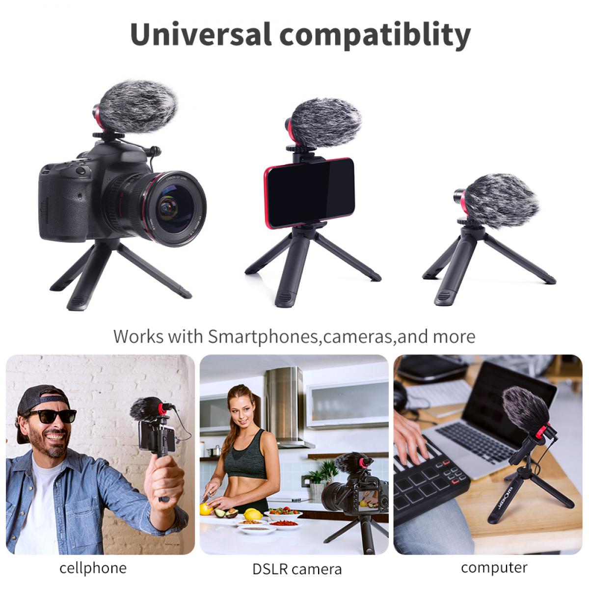 KF Concept CMM600 vlog videomikrofon szett mobiltelefonhoz és kamerához 3.5mm-es TRS/TRRS jack csatlakozóval (KF10.014)-3