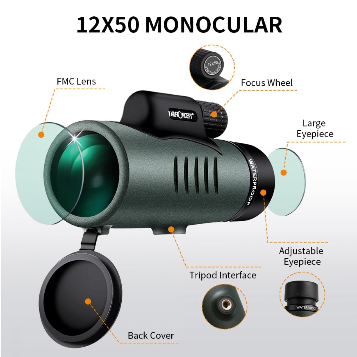 KF Concept 12x50 monokulár távcső IP68 vízálló, ködálló (KF33.008)-1