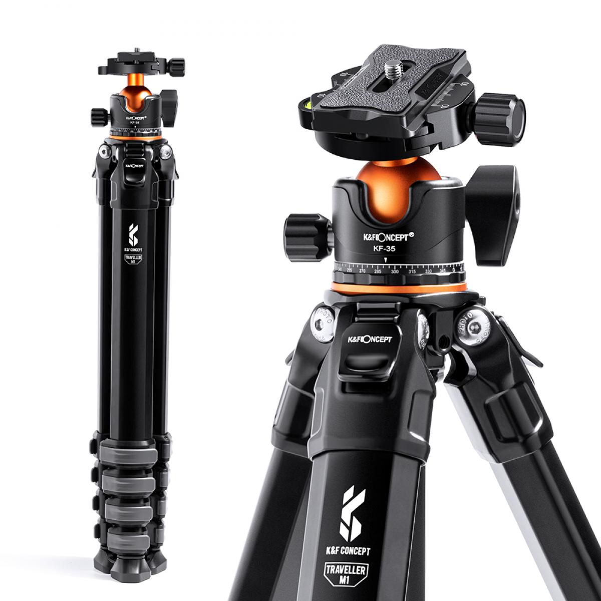 KF Concept Traveller M1 kompakt utazó fényképező állvány, tripod gömbfejjel 177cm (KF09.105V1)-0