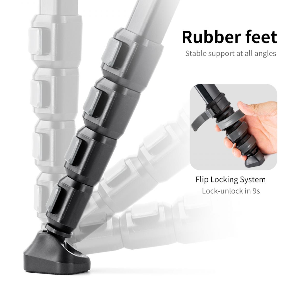 KF Concept Traveller M1 kompakt utazó fényképező állvány, tripod gömbfejjel 177cm (KF09.105V1)-8