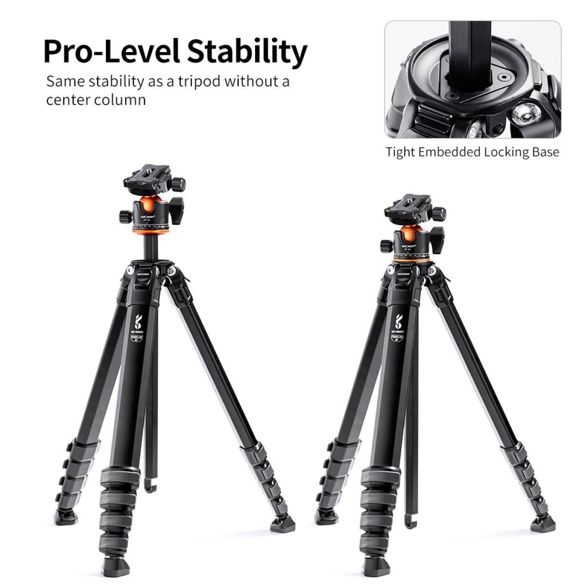 KF Concept Traveller M1 kompakt utazó fényképező állvány, tripod gömbfejjel 177cm (KF09.105V1)-11