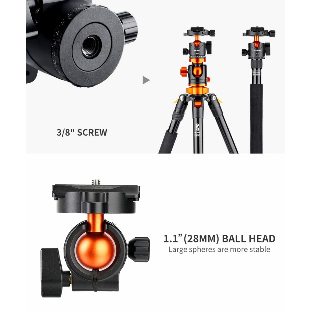KF Concept SA254T2 fényképező állvány, tripod gömbfejjel 185cm (KF09.090V1)-17