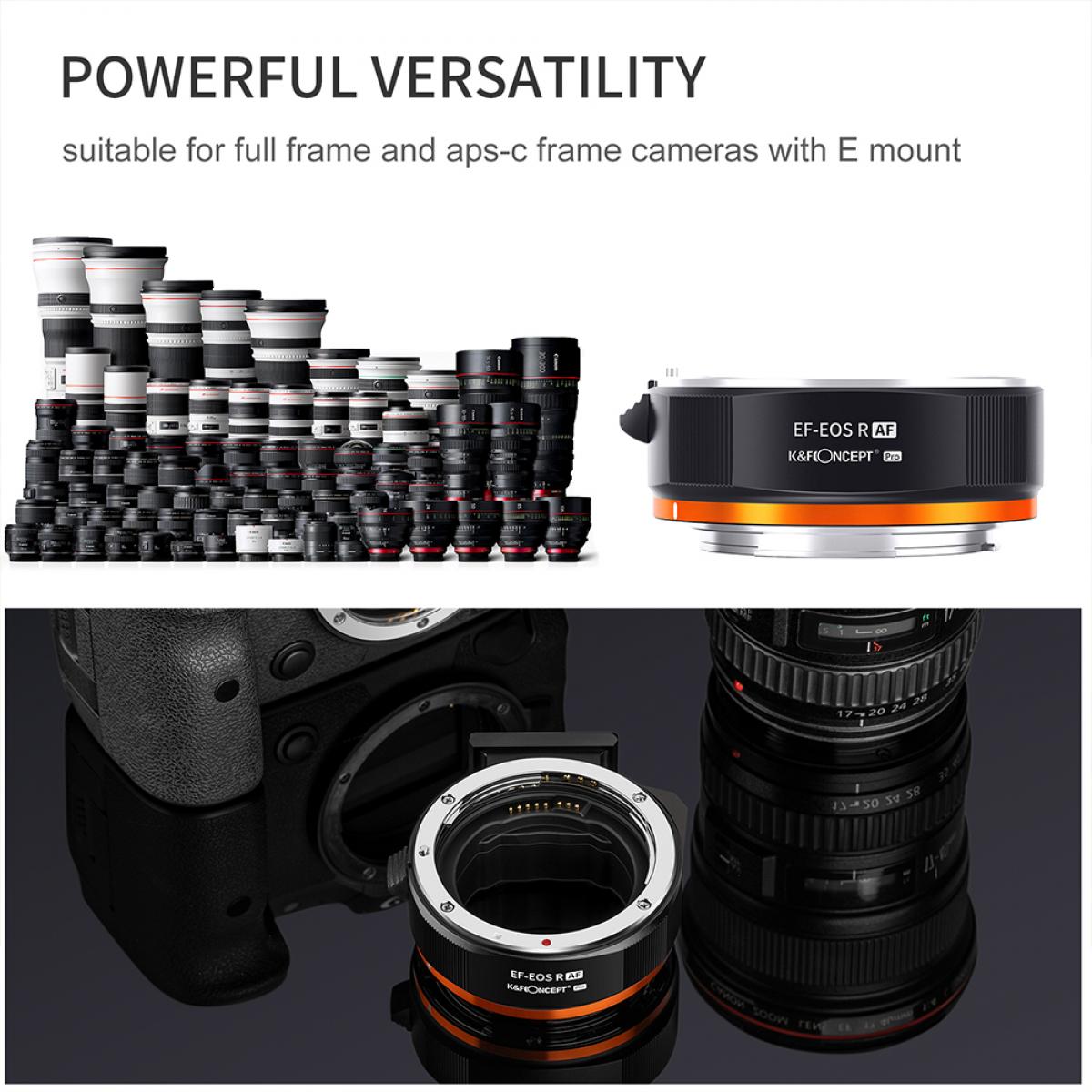 KF Concept Canon EF/EF-S bajonett adapter - Canon EOS R vázakra Autofocus támogatással (KF06.467)-1