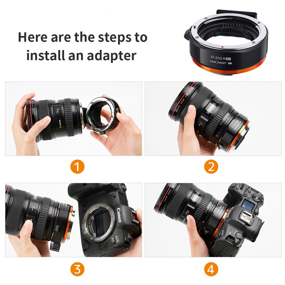 KF Concept Canon EF/EF-S bajonett adapter - Canon EOS R vázakra Autofocus támogatással (KF06.467)-8