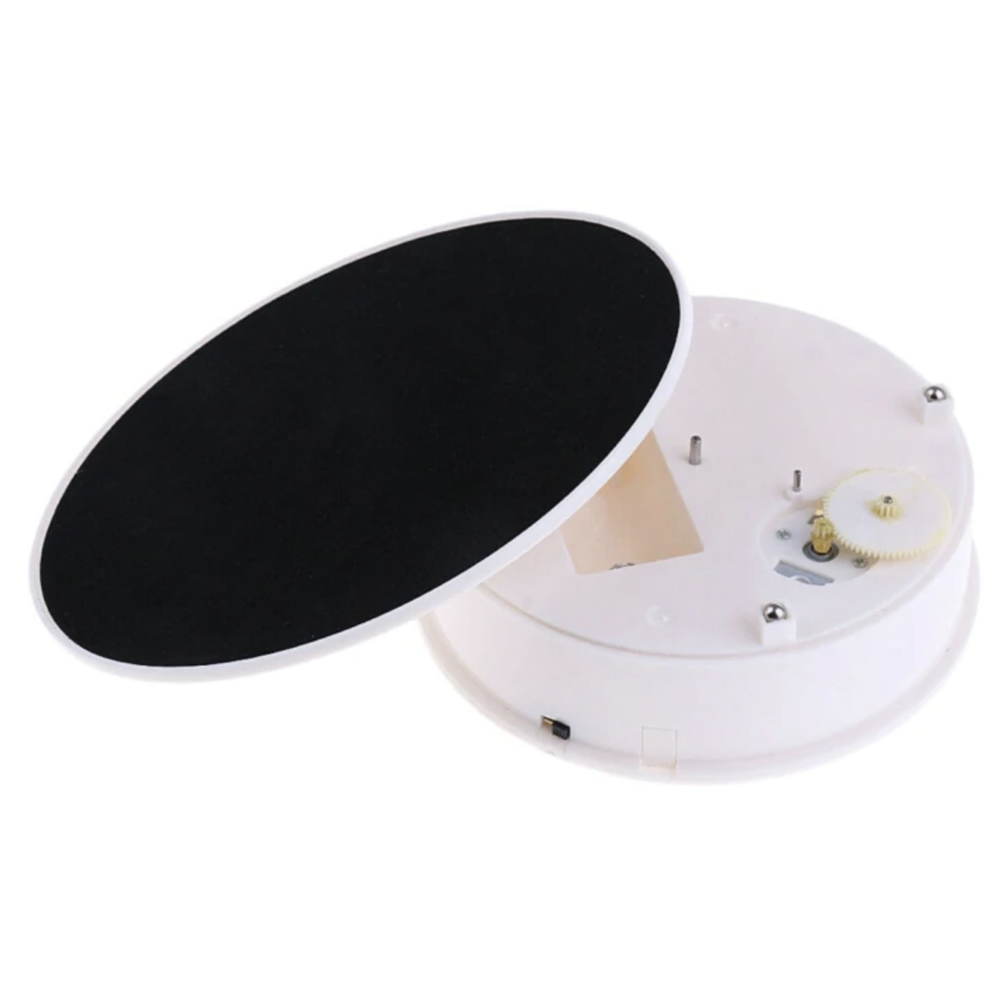 360 fokos termékforgató 20cm, 1.5kg teherbírás fehér, fekete bársony felső bevonat (TBD048631601A)-1