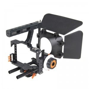 YELANGU YLG1105A Camera Rig, Cage felső fogantyúval, follow focus, matte box fekete-narancssárga Sony A6000/A7 széria, Lumix GH4 kamerákhoz (DCA0538E)