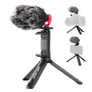 KF Concept CMM600 vlog videomikrofon szett mobiltelefonhoz és kamerához 3.5mm-es TRS/TRRS jack csatlakozóval (KF10.014)