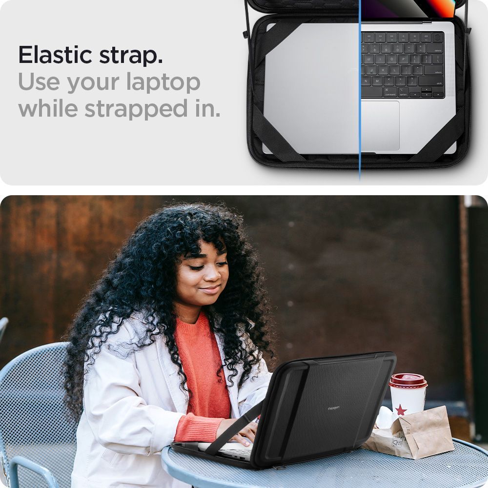 Spigen Rugged Armor Pouch Pro laptop tok 15''-16'' fekete (AFA04271) Macbook-hoz-6