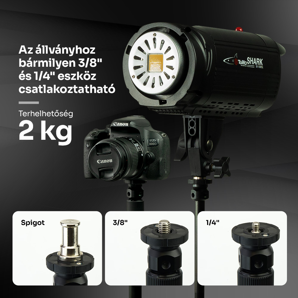 Jackal TL-184A lámpatartó állvány, tripod (Spigot, 1/4'', 3/8'')-3