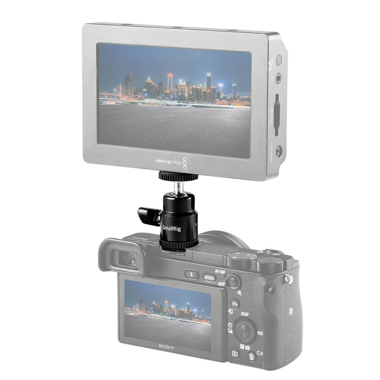 SmallRig mini gömbfej 1/4-es csatlakozással, vakupapucs adapterrel (761)-3
