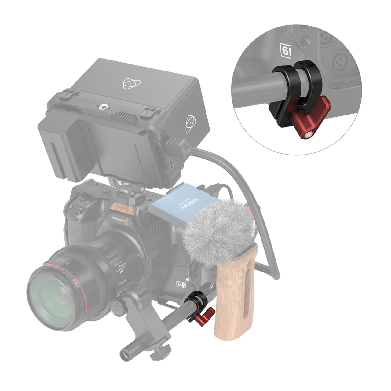SmallRig 12mm/15mm Single Rod Clamp, rúdbilincs BMPCC 6K Pro Cage-hez (3276)-5