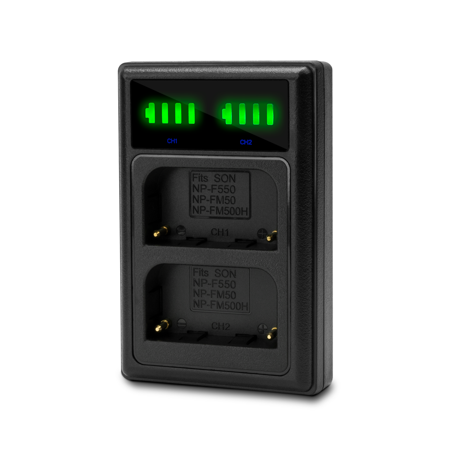 Dupla Sony NP-F USB-s akkumulátor töltő LCD kijelzővel-0