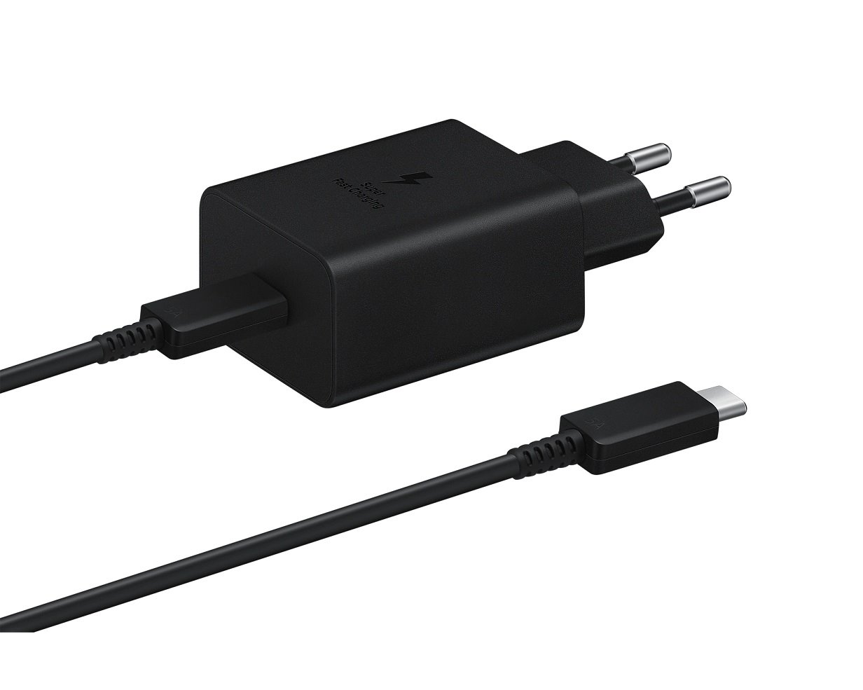Samsung 45W Type-C(PD) hálózati töltő adapter fekete + USB-C töltőkábel gyári (EP-T4510XBE)-0