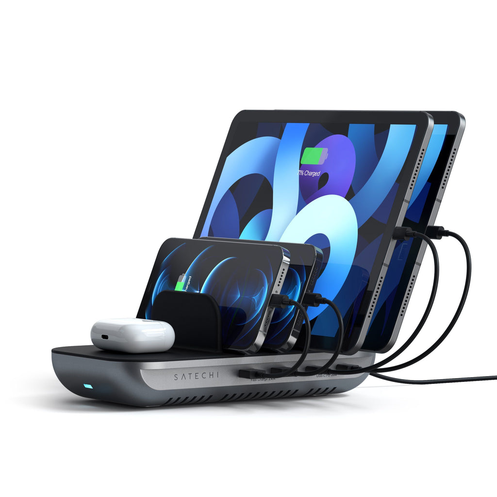 Satechi Dock 5 foglalatos USB dokkoló, töltőállomás (2xUSB-C PD 20 W, 2x USB-A 12W, vezeték nélküli töltő) (ST-WCS5PM-EU)-0