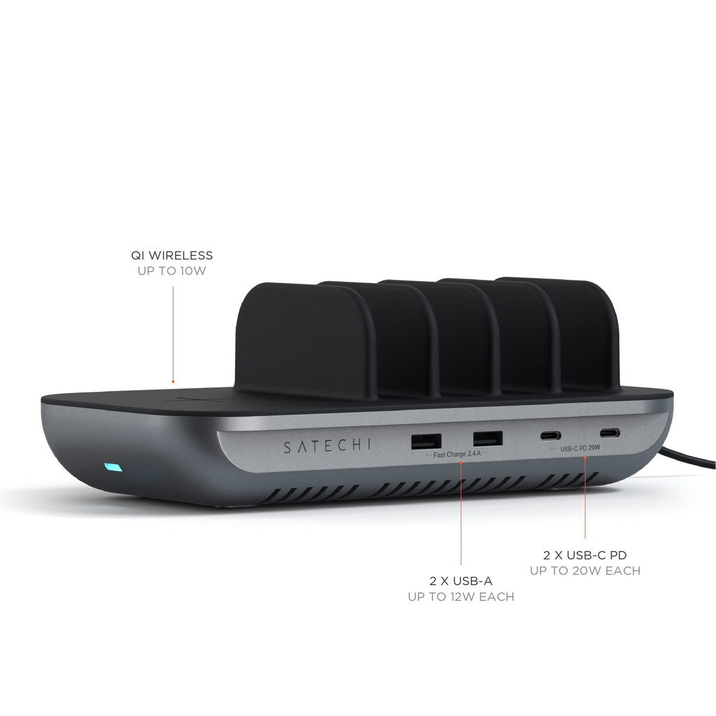 Satechi Dock 5 foglalatos USB dokkoló, töltőállomás (2xUSB-C PD 20 W, 2x USB-A 12W, vezeték nélküli töltő) (ST-WCS5PM-EU)-9