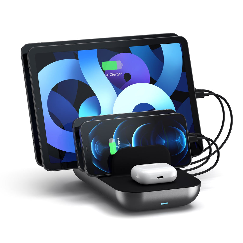 Satechi Dock 5 foglalatos USB dokkoló, töltőállomás (2xUSB-C PD 20 W, 2x USB-A 12W, vezeték nélküli töltő) (ST-WCS5PM-EU)-2