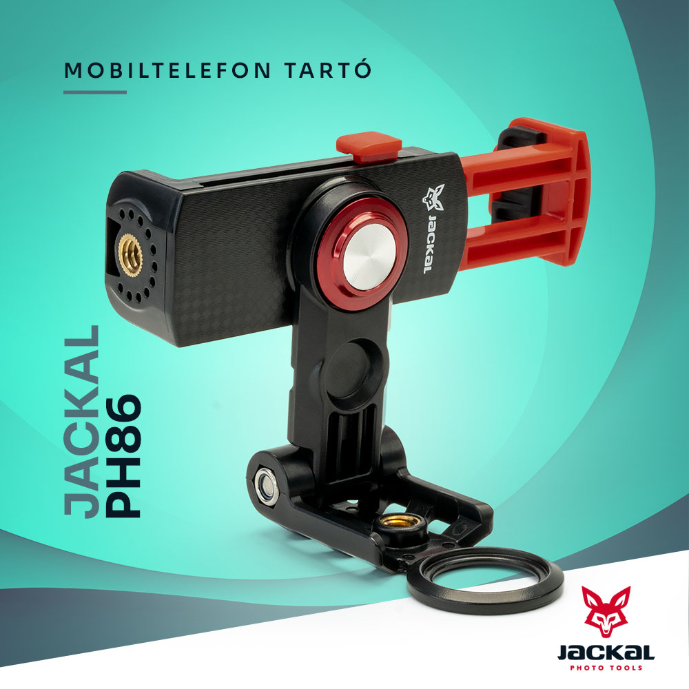 Jackal PH86 mobiltelefon tartó, rögzítő 1/4'' furatokkal (56-86 mm)-0