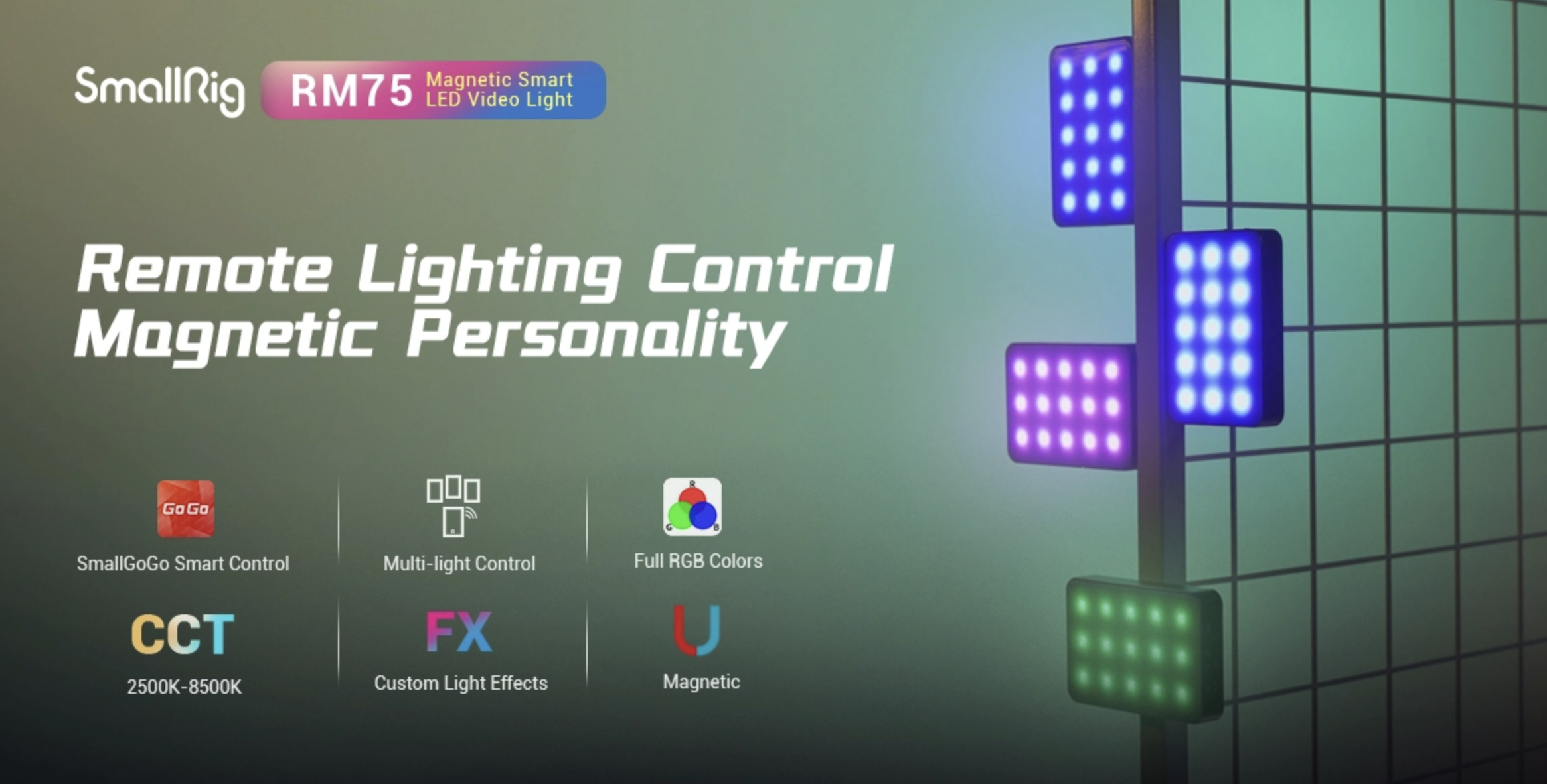 SmallRig RM75 RGB mágneses Smart LED lámpa (3290)-1