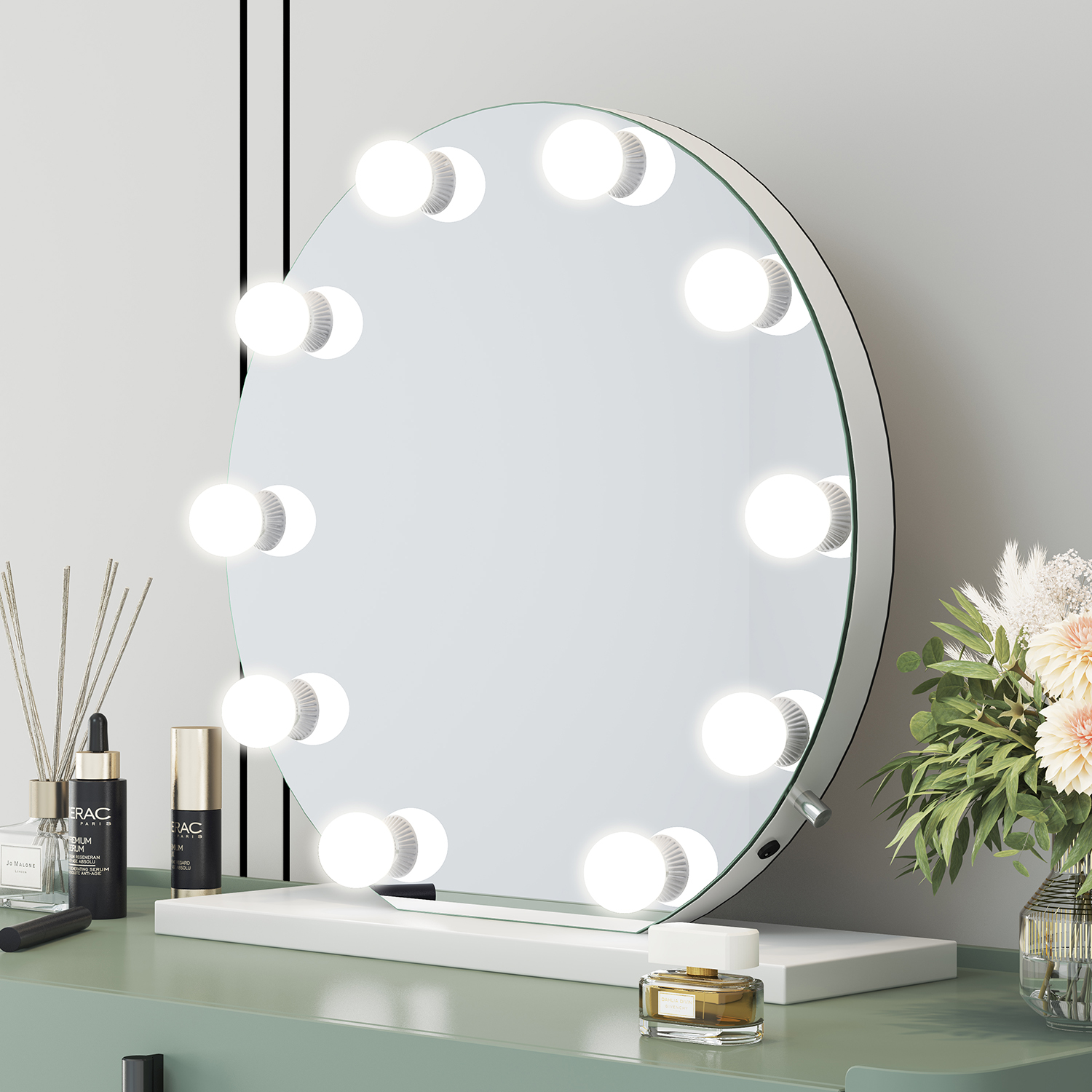 Hollywood tükör, sminkes tükör, LED sminktükör fehér 70cm (DC117-9)-0