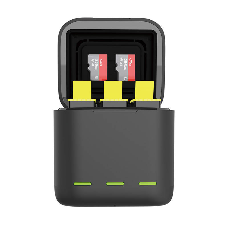 TELESIN 3 foglalatos töltődoboz GoPro Hero 9 / Hero 10 / Hero 11 / Hero 12 akciókamerákhoz + 3db 1750mAh akkumulátor (GP-BNC-902-B)-3