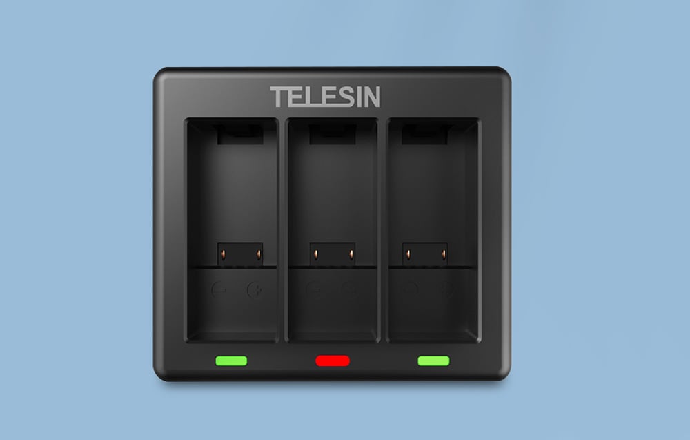 TELESIN 3 foglalatos töltő + 2db 1750mAh akkumulátor GoPro Hero 9 / Hero 10 / Hero 11 / Hero 12 akciókamerához (GP-BTR-903-B)-3