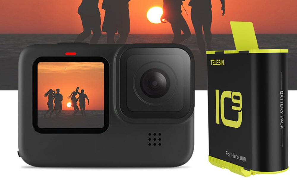 TELESIN 3 foglalatos töltő + 2db 1750mAh akkumulátor GoPro Hero 9 / Hero 10 / Hero 11 / Hero 12 akciókamerához (GP-BTR-903-B)-7