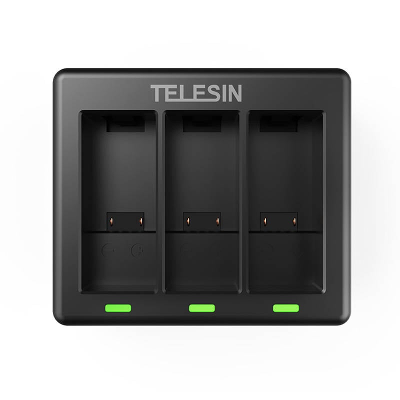 TELESIN 3 foglalatos töltő + 2db 1750mAh akkumulátor GoPro Hero 9 / Hero 10 / Hero 11 / Hero 12 akciókamerához (GP-BTR-903-B)-1