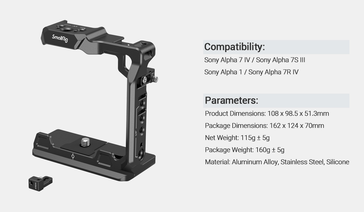 SmallRig Camera Half Cage Sony Alpha 7 IV/Alpha 7S III/Alpha 1/Alpha 7R IV kamerákhoz (3639)-2